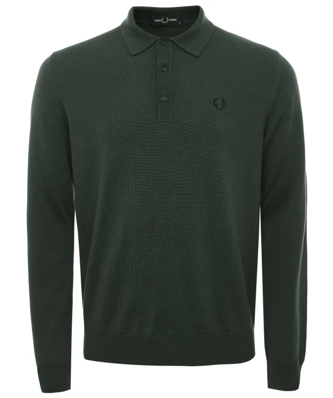 Fred Perry Knitted Long Sleeve Polo Shirt