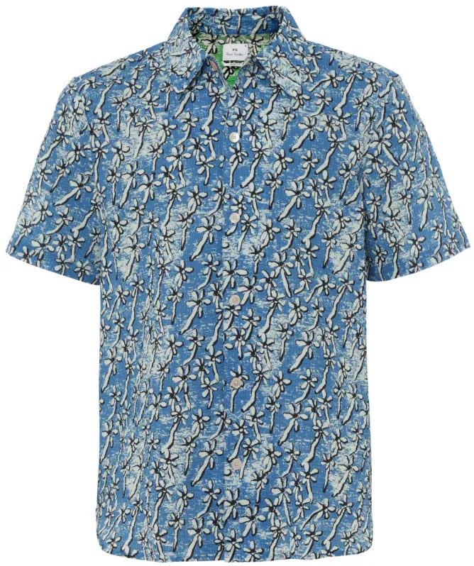 Paul Smith Field Floral Cotton Seersucker Shirt