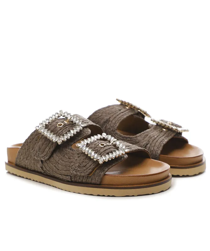 INUOVO Embellished Raffia Sandals