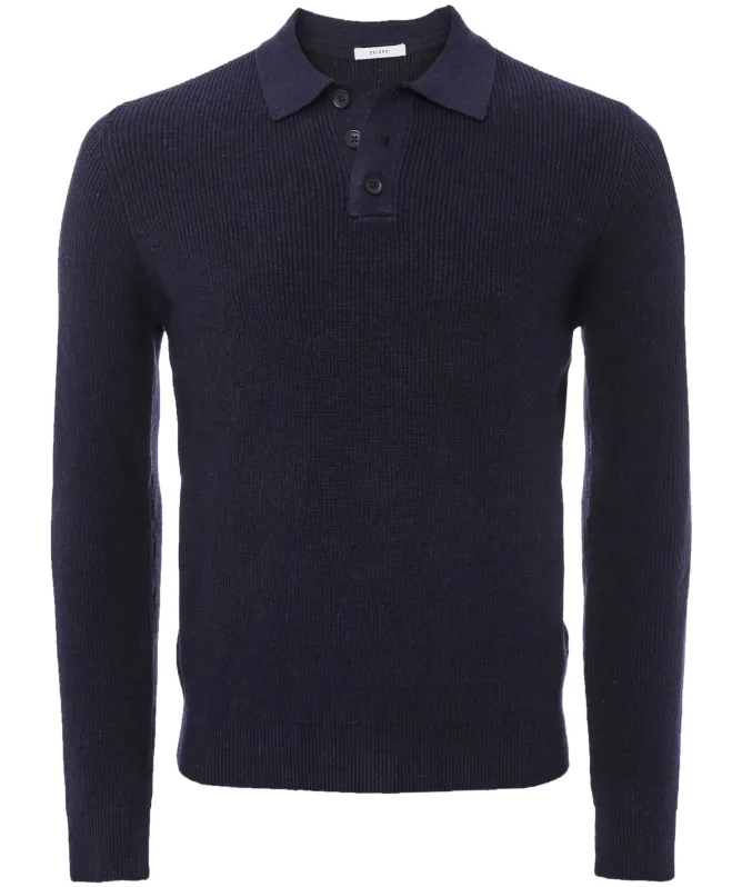 Seinse Rib Knit Long Sleeve Polo