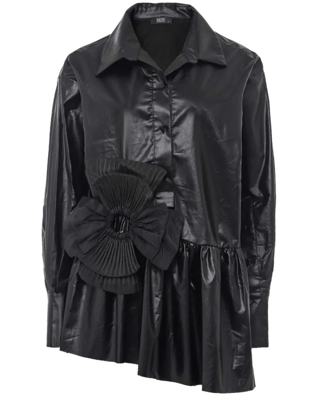 Bize Flower Detail Peplum Blouse