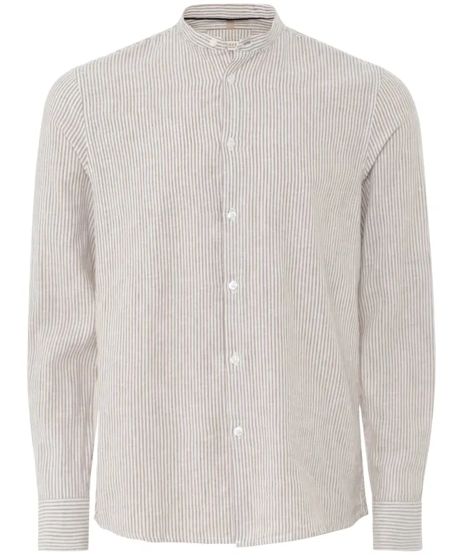 Seinse Cotton Linen Striped Grandad Shirt