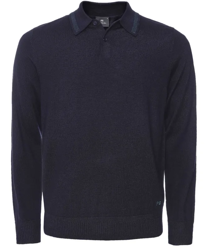 Paul Smith Merino Long Sleeve Polo Shirt