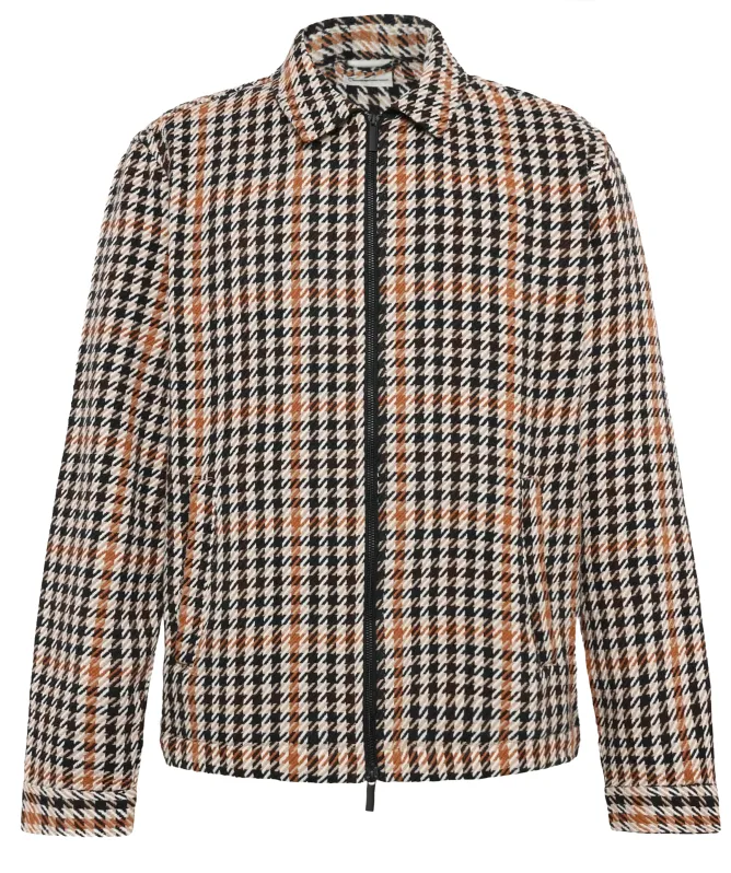 Knowledge Cotton Houndstooth Zipper Overshirt