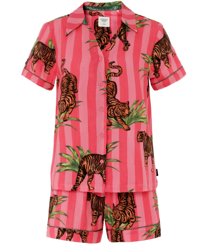 Chelsea Peers Leaf Tiger Stripe Print Short Pajamas