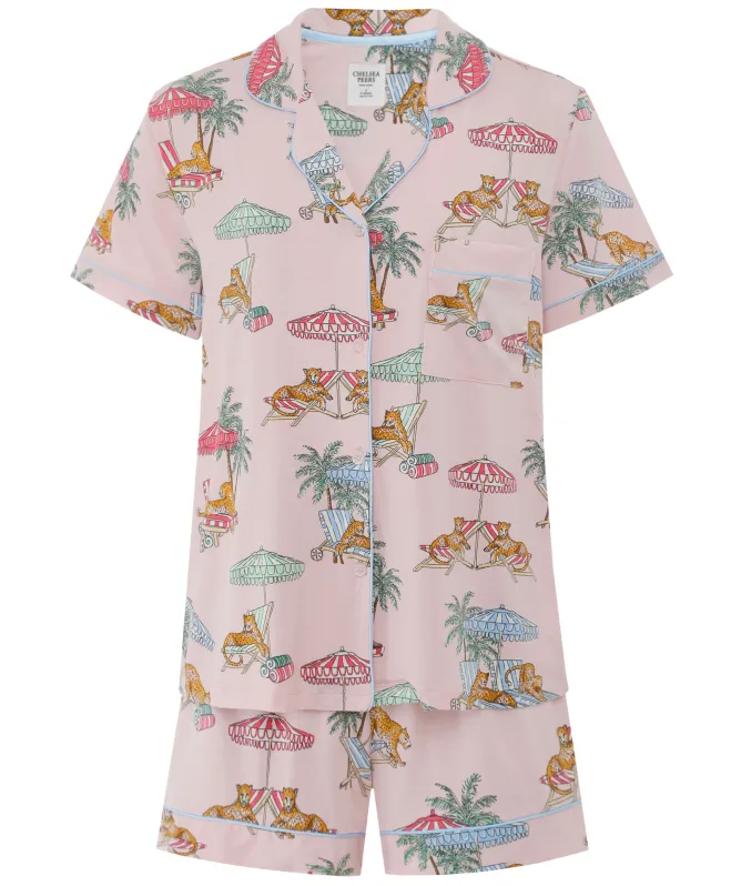 Chelsea Peers Lounging Leopards Print Short Pajamas