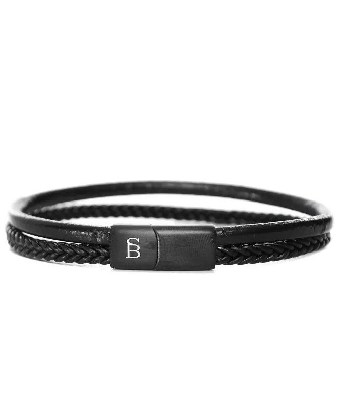 Steel and Barnett Black Edition Denby Leather Bracelet