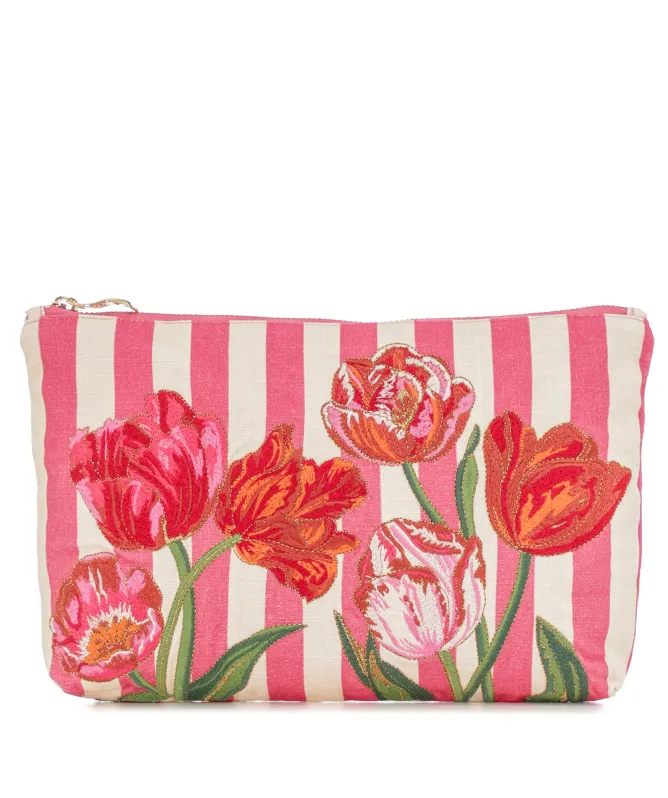 Elizabeth Scarlett Tulip Stripe Printed Everyday Pouch