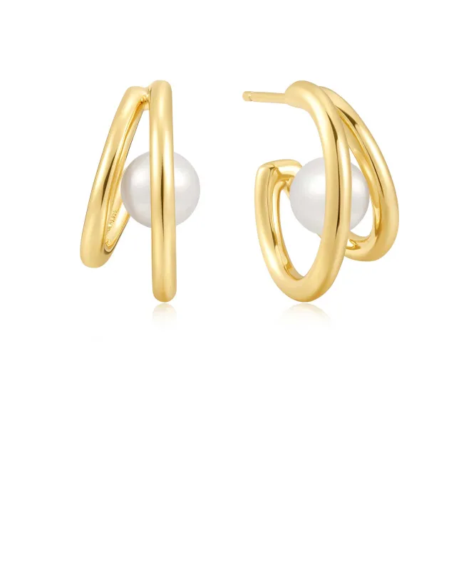 Ania Haie Duo Freshwater Pearl Stud Hoops