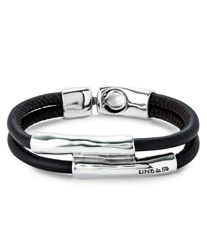 UNOde50 Two Strand Leather Clasp Bracelet