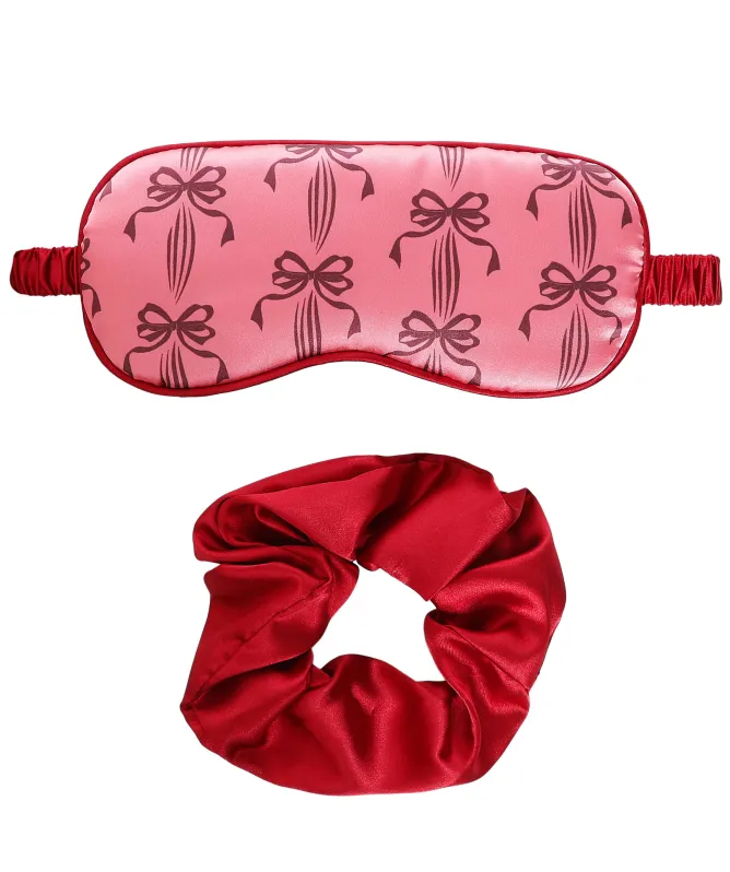 Chelsea Peers Satin Bow Print Sleep Mask Set