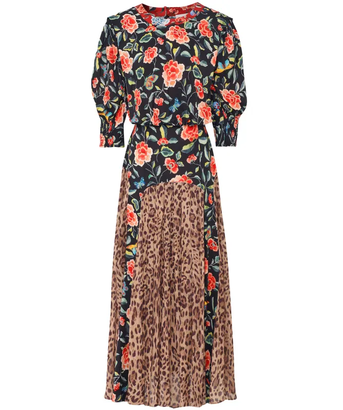 RIXO Meg Floral Panel Midi Dress