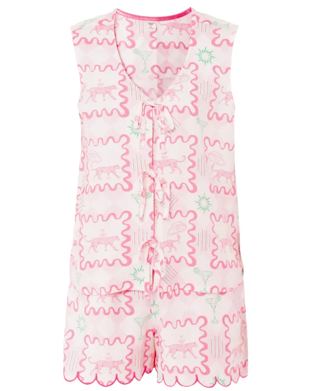 Chelsea Peers Cocktail Leopard Geo Print Short Pajamas