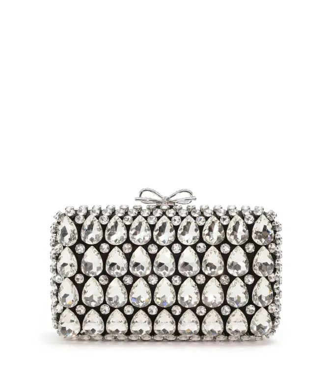 Self-Portrait Satin Crystal Bow Clutch