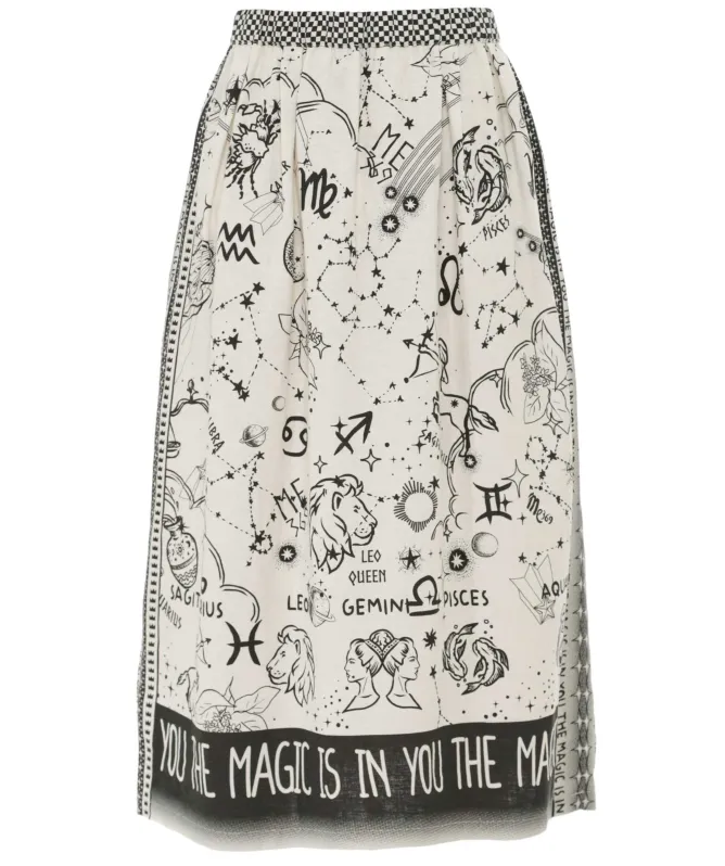 Me369 Vanessa Zodiac Printed Midi Skirt