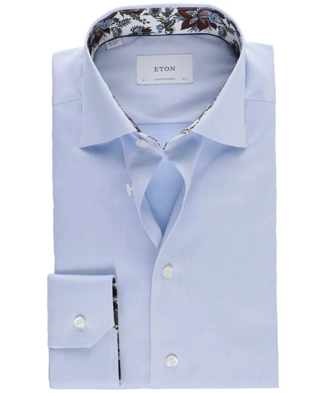 Eton Contemporary Fit Floral Trim Shirt