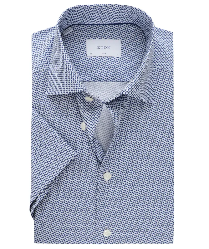 Eton Slim Fit Short Sleeve Print Shirt