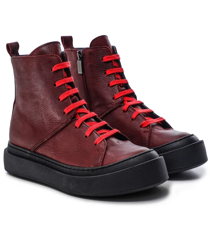 Lofina Leather Lace-Up Ankle Boots