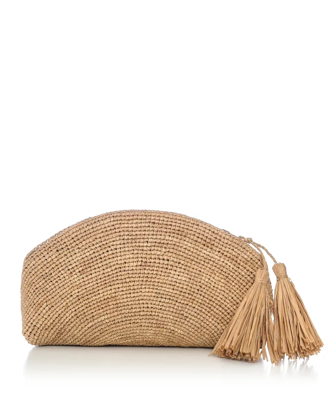 Rabarany Raffia Half Moon Bag