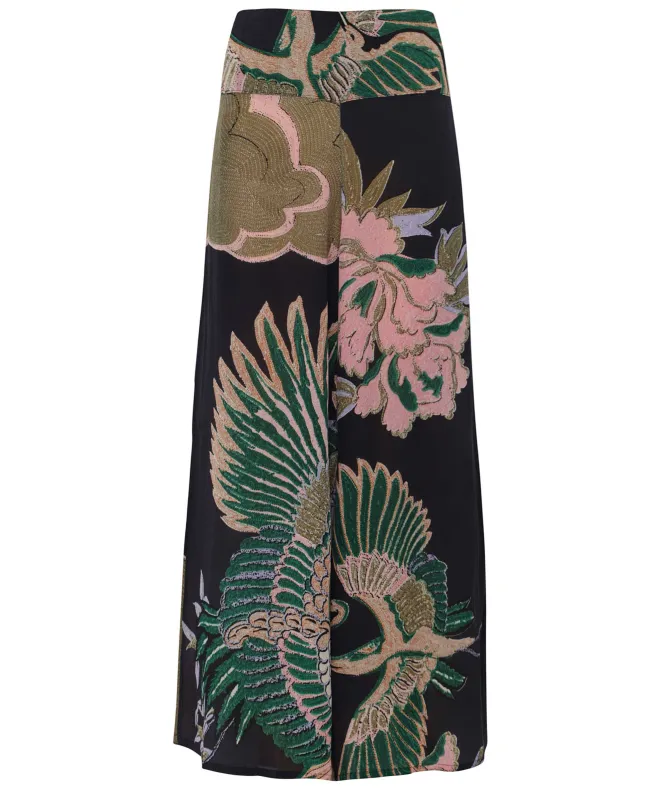 One Hundred Stars Crane Emerald Crepe Palazzo Trousers