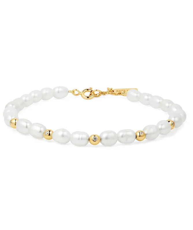 Ania Haie Pearl Cubic Zirconia Bezel Set Bracelet