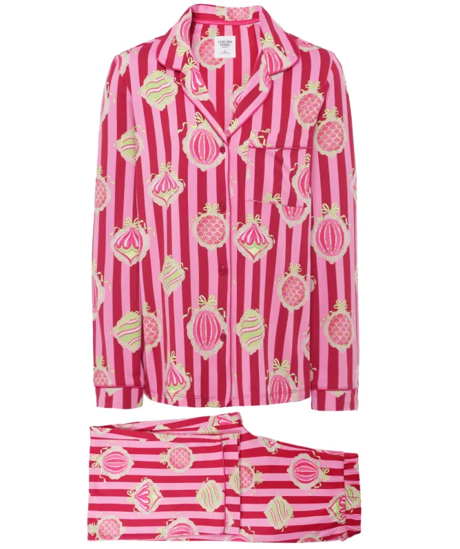 Chelsea Peers Christmas Baubles Stripe Long Pyjamas
