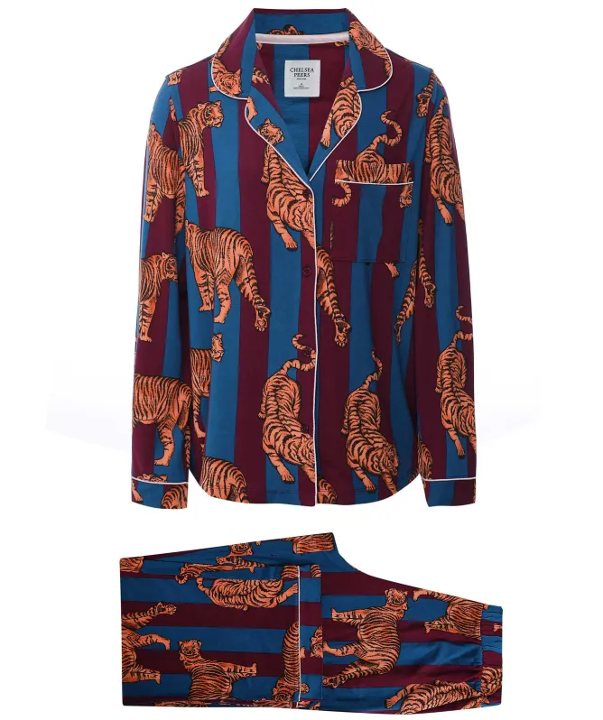 Chelsea Peers Tiger Stripe Print Long Pyjamas