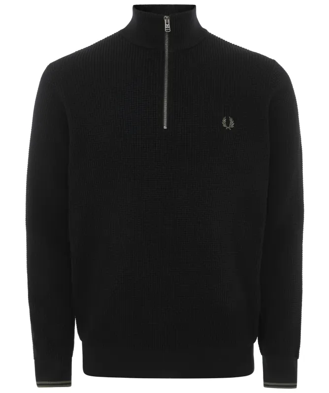 Fred Perry Waffle Stitch Half Zipper Sweater