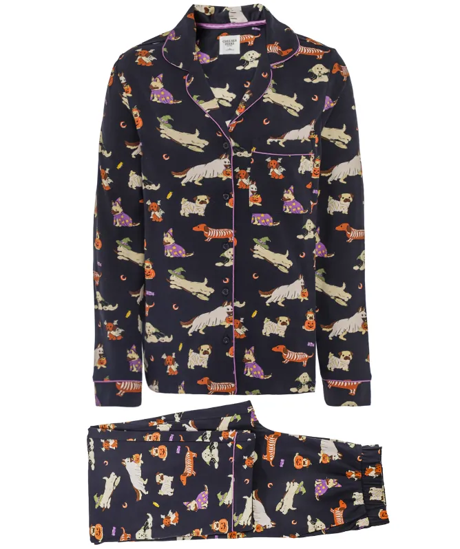 Chelsea Peers Halloween Dogs Print Long Pajamas