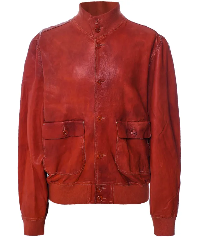 Jacob Cohen Short Leather Bomber Jacket