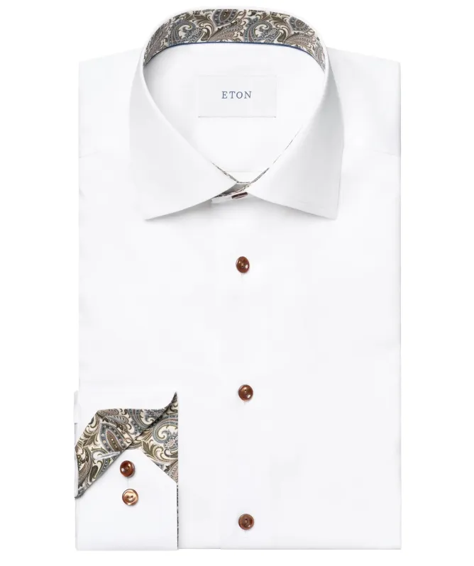 Eton Paisley Trim Slim Fit Shirt