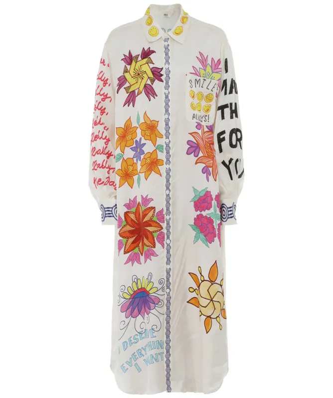 Me369 Vivi Printed Shirt Midi Dress