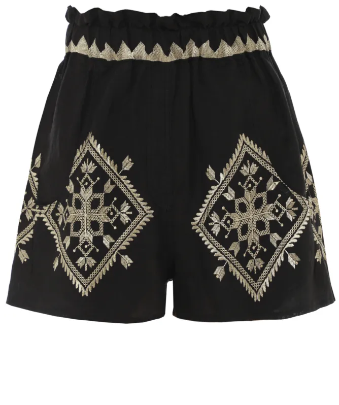 Greek Archaic Kori Lefkada Embroidered Shorts