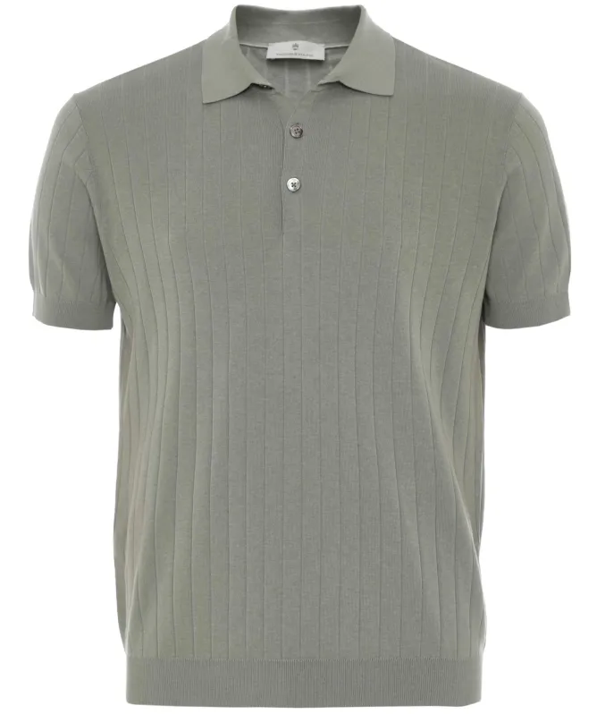 Thomas Maine Ribbed Knitted Polo Shirt