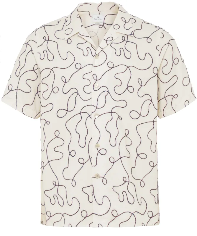 Paul Smith Scribble Embroidery Short-Sleeve Shirt