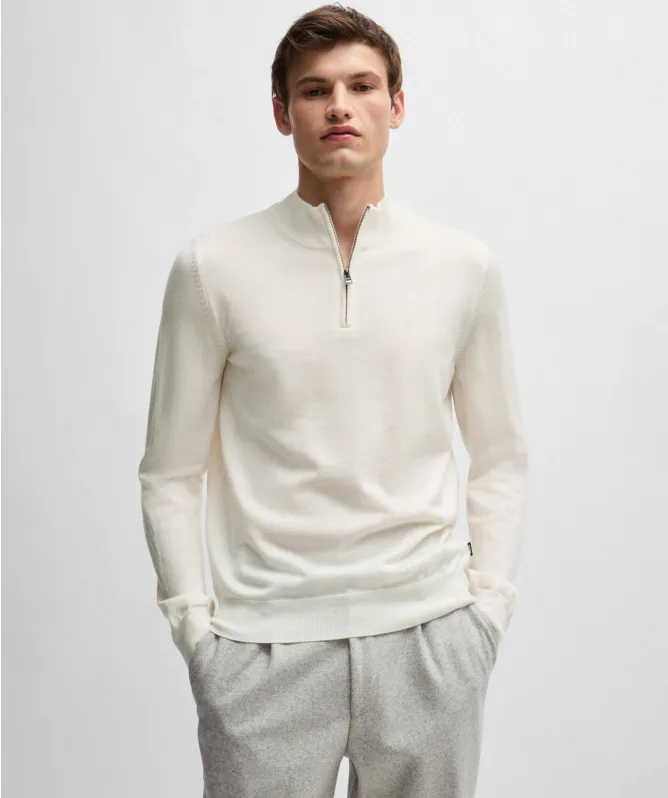 BOSS Virgin Wool Ebenji Zip Jumper