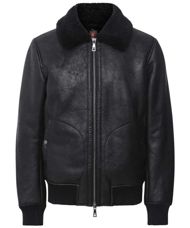 Seinse Faux Leather Bomber Jacket