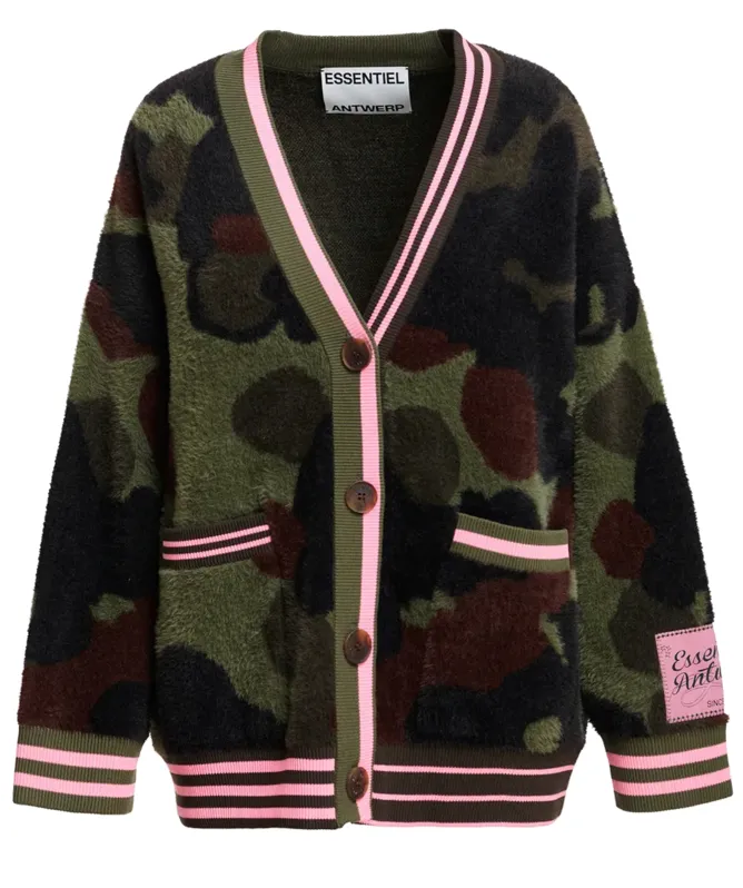 Essentiel Antwerp Kamoo Camo Jacquard Cardigan