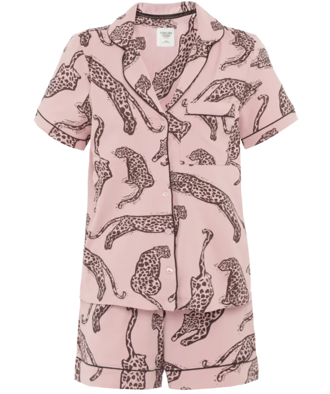 Chelsea Peers Organic Cotton Leopard Print Short Pajamas