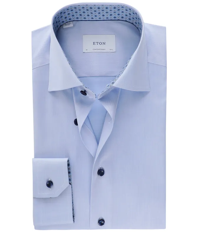 Eton Contemporary Fit Medallion Trim Shirt
