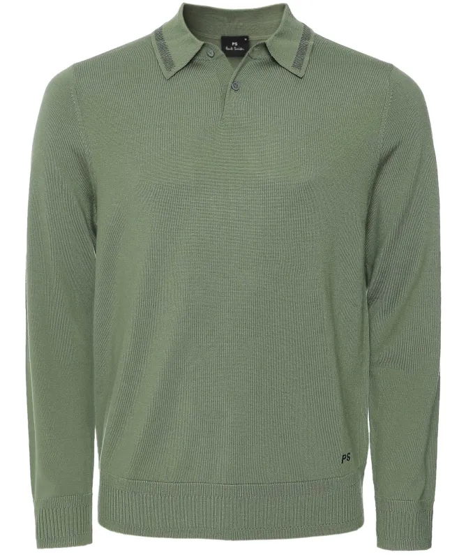 Paul Smith Merino Long Sleeve Polo Shirt