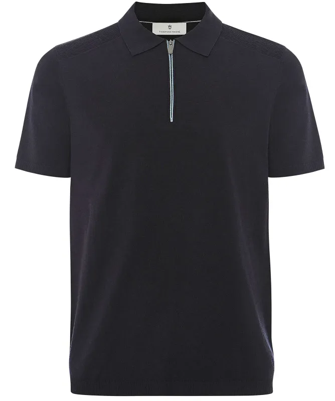 Thomas Maine Merino Zip Polo Shirt