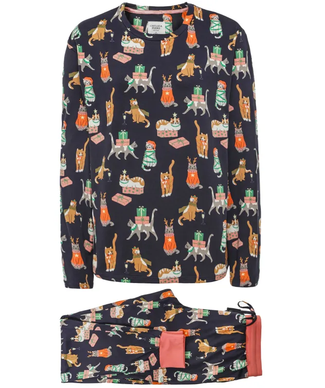Chelsea Peers Christmas Cats Long Pyjamas