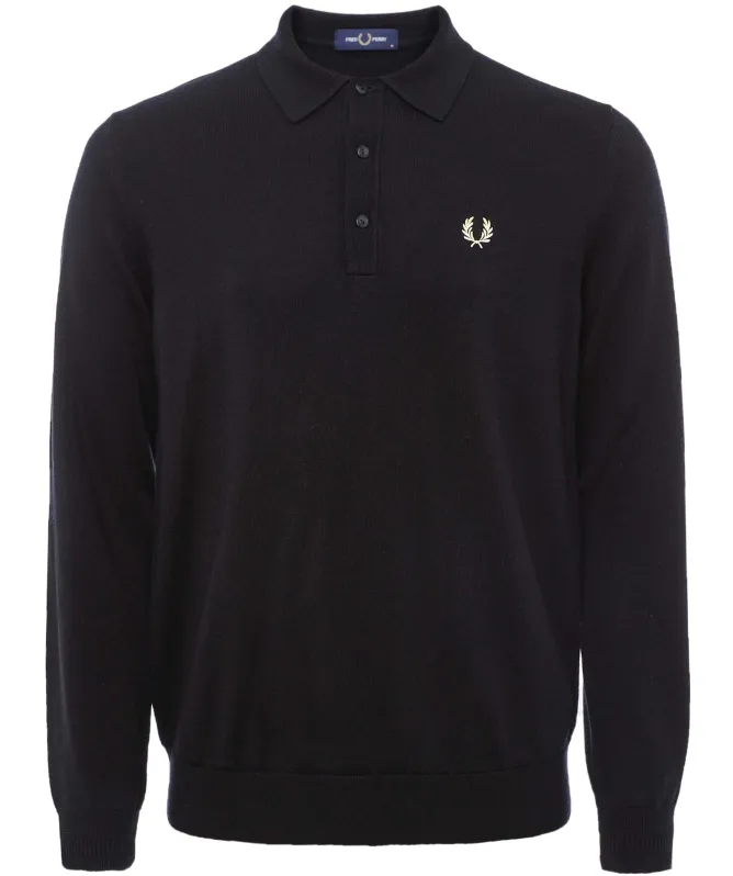 Fred Perry Knitted Long Sleeve Polo Shirt