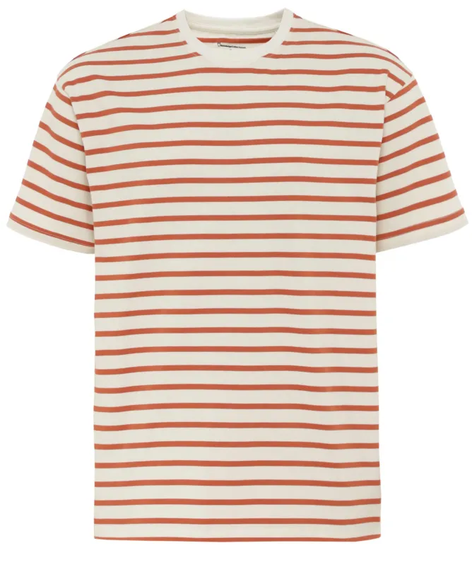 Knowledge Cotton Striped Crew Neck T-Shirt