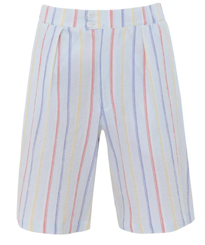 unfeigned Seersucker Striped Bermuda Shorts