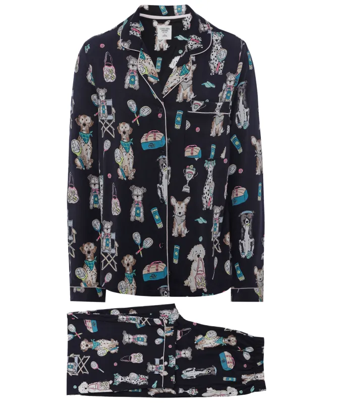 Chelsea Peers Tennis Dogs Print Long Pajamas