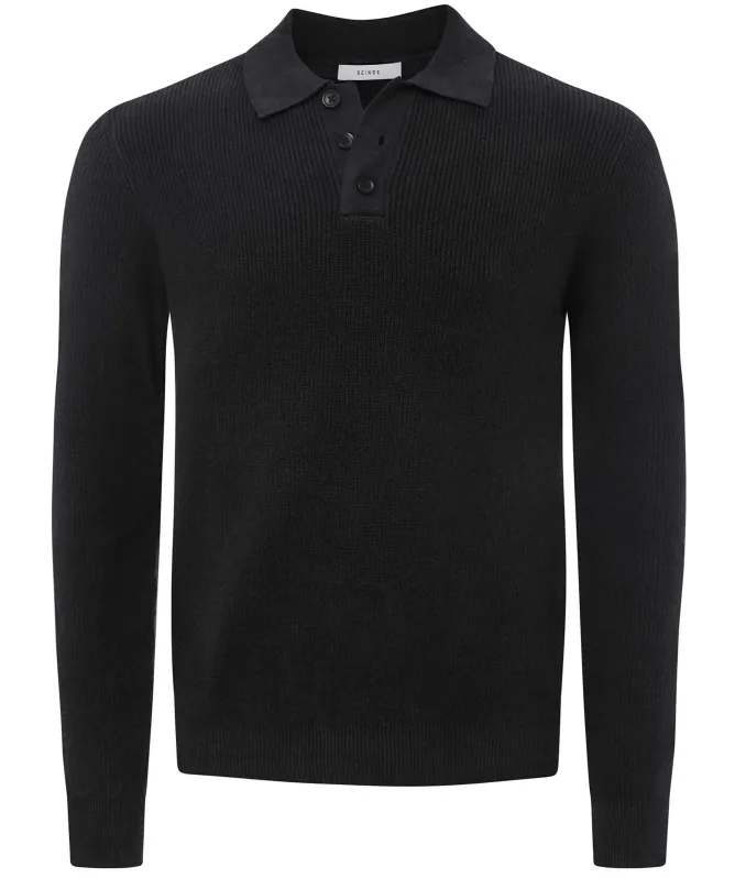 Seinse Rib Knit Long Sleeve Polo