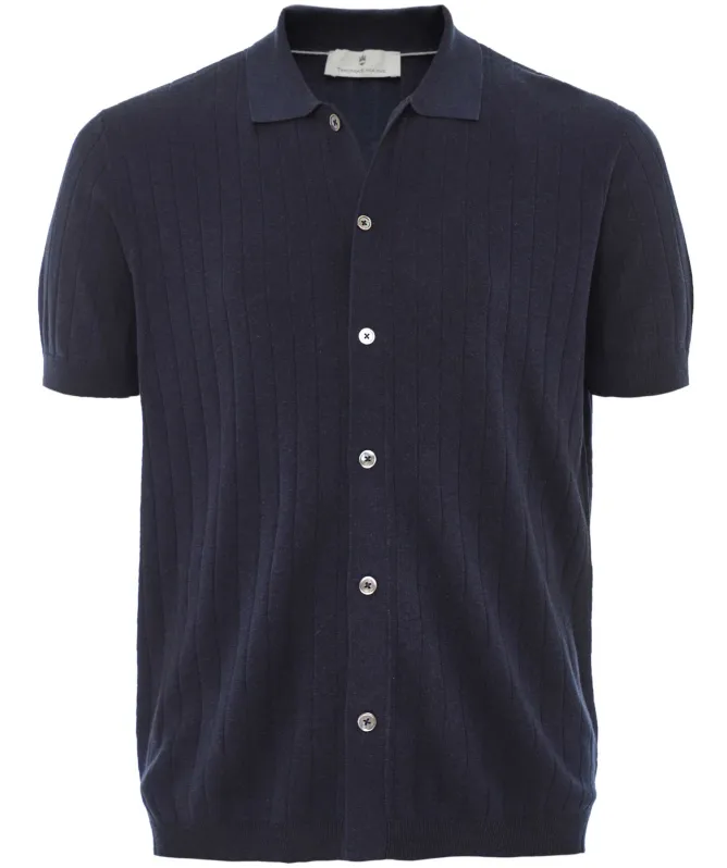 Thomas Maine Ribbed Short-Sleeve Cardigan