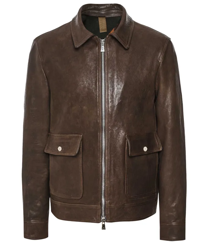 J. Blades Lined Leather Zip Jacket
